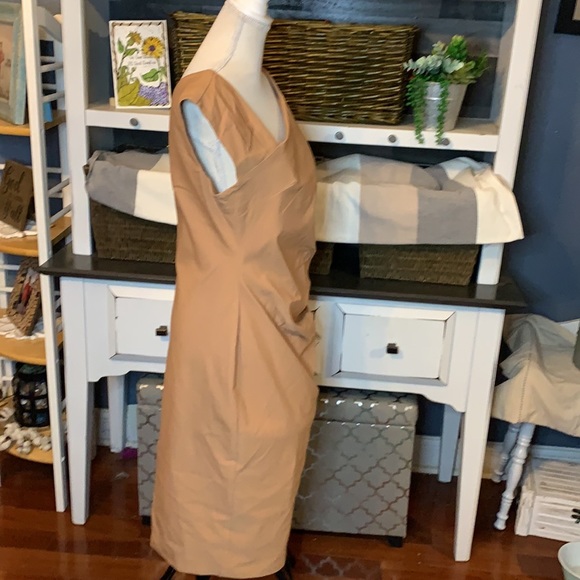 MUCXXN Camel Sleeveless Dress w/Ruching Sz 3X, EUC - Picture 2 of 10